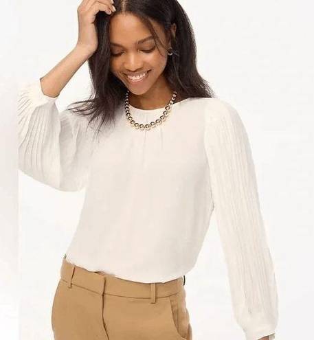 J.Crew  Factory Pleated-sleeve Top Cream White Size M NWT