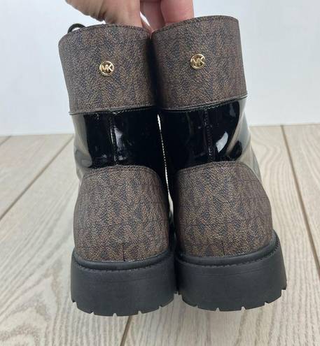 Michael Kors Michael  MK Pattern Alistair Lace Up Booties 10M Black & Brown $119