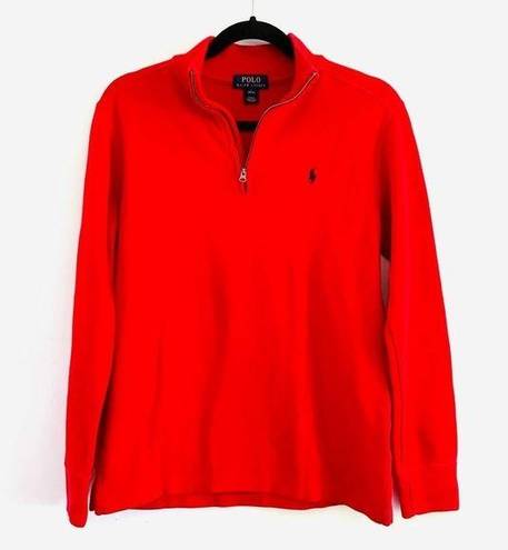 Polo  Ralph Lauren Pullover Sweater L 14-16 Red Valentine Quarter Zip Cotton