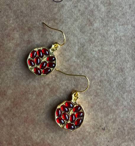 “Persephone” Greek Goddess Pomegranate Seed Garnet Stone Halved Fruit Earrings Multiple