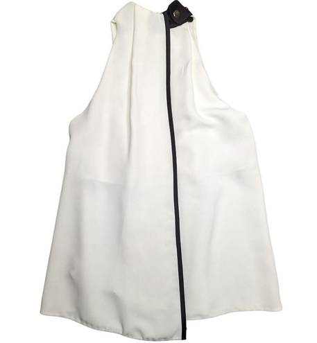 Victoria Beckham Victoria  Ivory Black Mock Neck Sleeveless Flowy Blouse XS 2