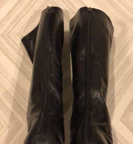 Jimmy Choo  Tall Black Leather Pointy Boots 85MM