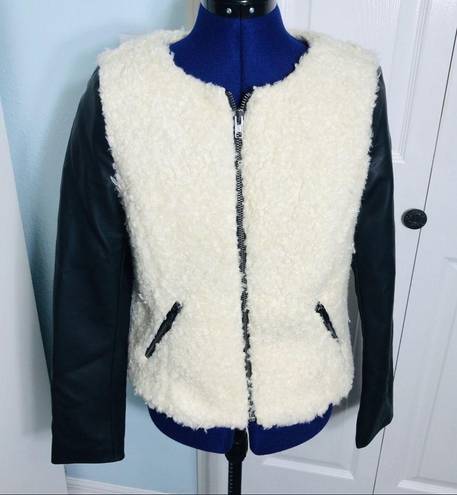 American Eagle  Black Faux Leather & Sherpa Jacket Small