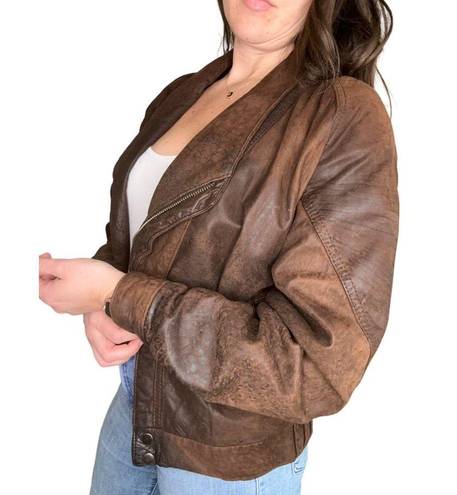 Vintage 80s Pelle Soft Leather Bomber Jacket in Brown Oversized Size Small