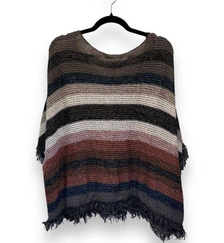 American Eagle  Women's Striped Poncho Sweater Cape L-XL Multicolor Western