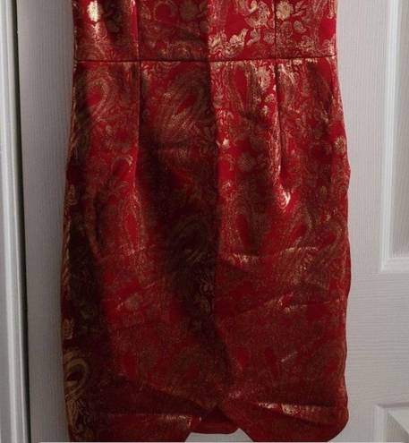 Love Culture NWT  Red Gold Foil Wrap Dress Size S