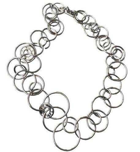 DKNY Silver Tone Circle Loop Toggle Necklace