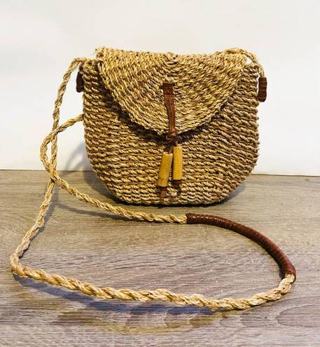 Krass&co Vintage G.H.Bass &  wicker/straw boho crossbody bag