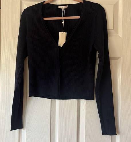 Rebecca Taylor New  Navy Ribbed Merino Cropped Cardigan Size XL