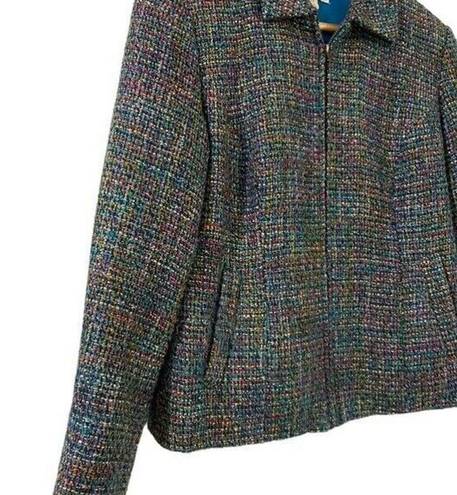 Coldwater Creek  Blazer Jacket Womens Size Petite 4-6 Multicolor Twill Full Zip