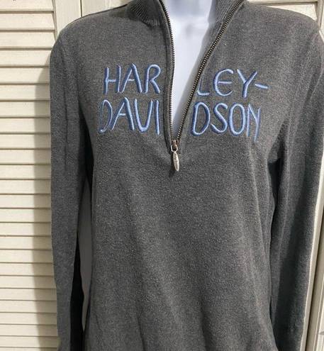 Harley Davidson  Gray Pullover 1/3 zip logo sweater