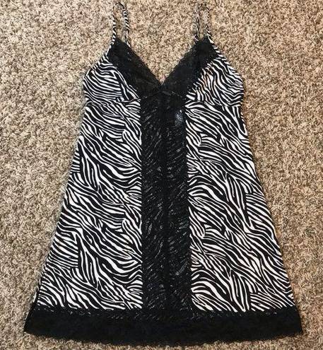 Frederick's of Hollywood  vintage zebra print lace mini slip dress