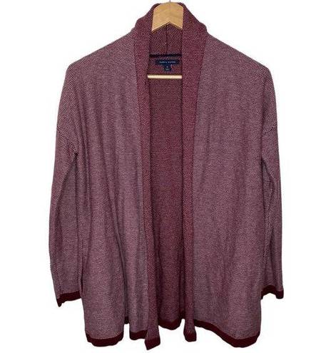 Tommy Hilfiger  bird’s eye burgundy shawl pima cotton blend  open cardigan size M