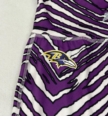 Majestic Zubaz NFL Baltimore Ravens Purple & White Striped  Yoga Pants Womens M