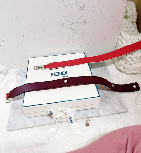 Fendi Authentic  Calfskin Strap You Red Pink & Maroon Tri-Color Bag Strap