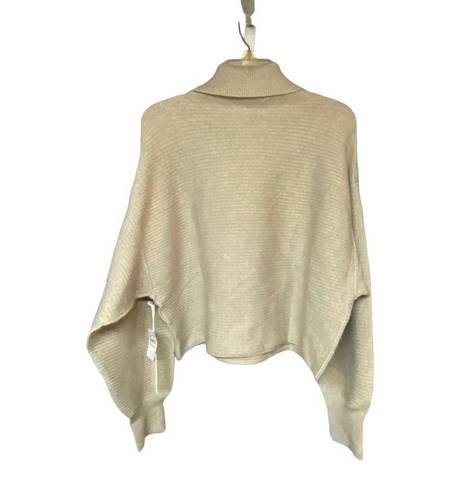 Good American NWT  Ribbed Cropped Pullover 2XL Oatmeal Turtleneck Knit Sweater