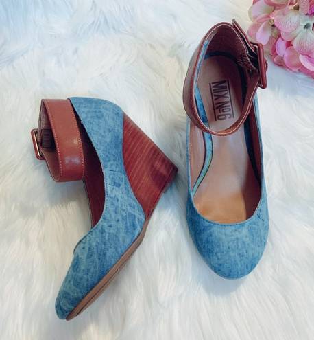 mix no. 6 Blue Denim/Brown Ankle Strap Wedges!