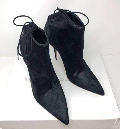 Manolo Blahnik  black calf hair pointed booties, made in italy, size 40, NWOT