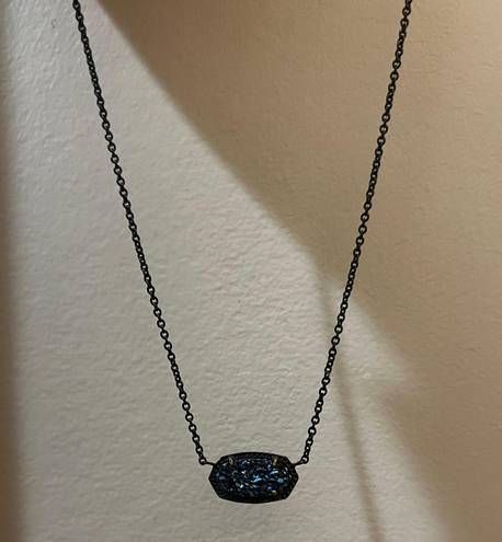 Kendra Scott Navy Gunmetal Elisa Necklace in Blue Drusy