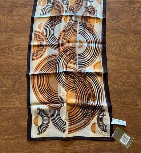 Oscar de la Renta  Vintage Silk Scarf Geometric Half Circles Lines Oblong NWT