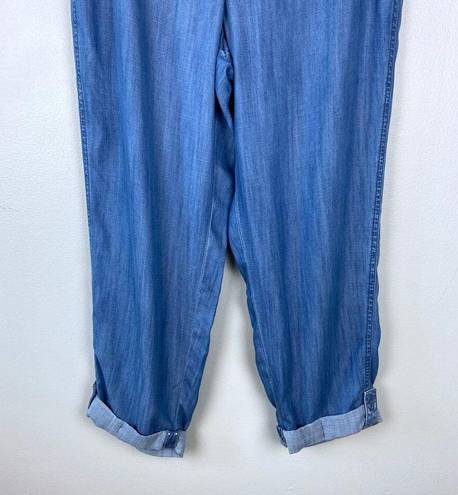 Talbots  Summer Twill Slim Leg Crop Pants Chambray Blue Tencel Drawstring Size 8