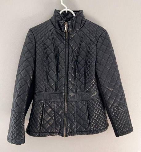 Gallery  New York Faux Leather Quilted Jacket Full Zip Size Medium