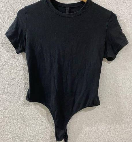 SKIMS  Essentials Black Cotton Jersey T Shirt Bodysuit Soot XL