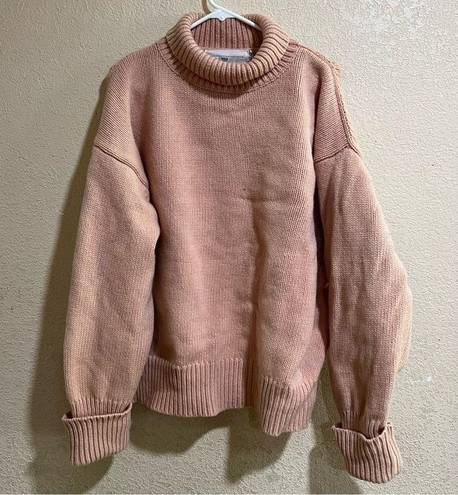 Victoria Beckham VICTORIA  Pale Pink Oversized Wool Funnel Neck Chunky Sweater L