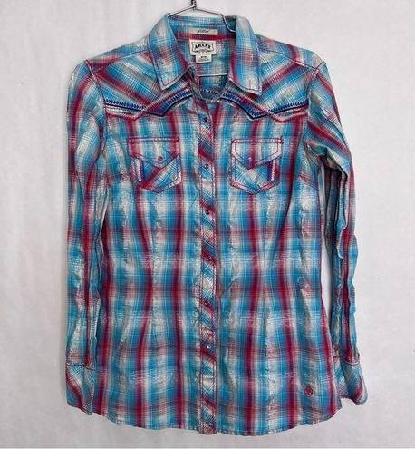 Ariat  pearl snap button down shirt size medium