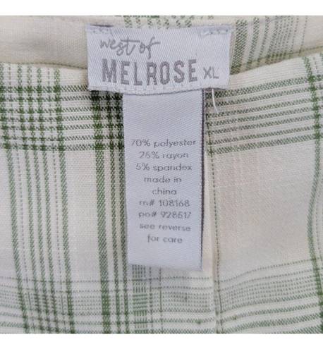 West of Melrose  White Green Plaid Trouser Pants High Rise Straight Leg Size XL