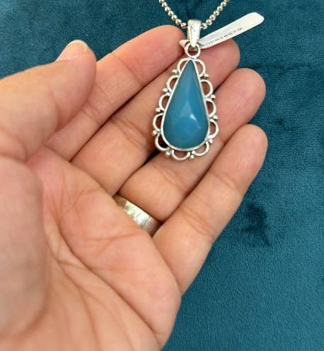 Onyx Blue  pendant in 925 Sterling Silver.  Chain is not included.