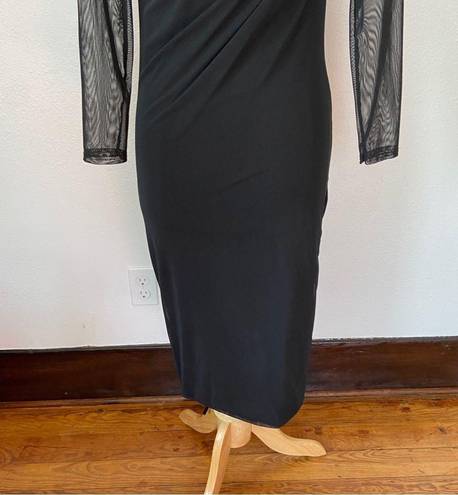 Pretty Little Thing Black Long Sleeve Ruched Off The Shoulder Midi Dress