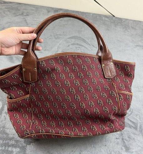 Dooney & Bourke Vintage  Tote Extra Large Burgundy Monogram Red Maroon Hoho Bag