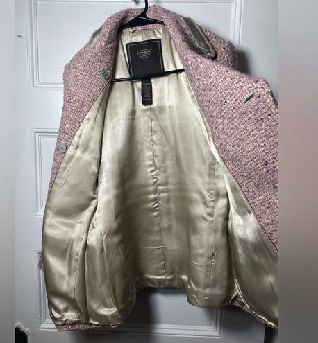 Coach | Wool Blend Tweed Peacoat Satin Detail Pink Beige Sz 4