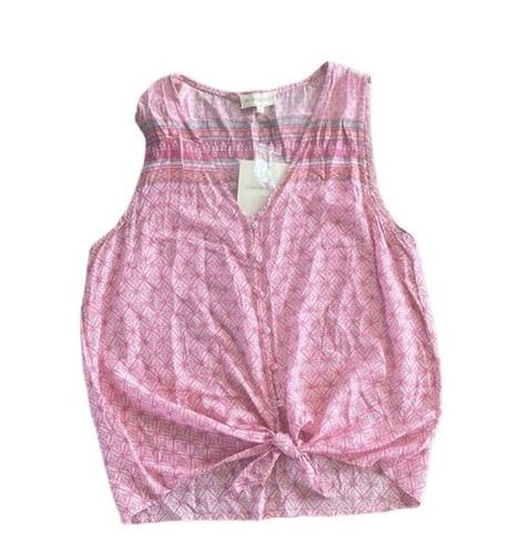 Cynthia Rowley Size Medium Pink Tie-Front Tank Top New With Tags