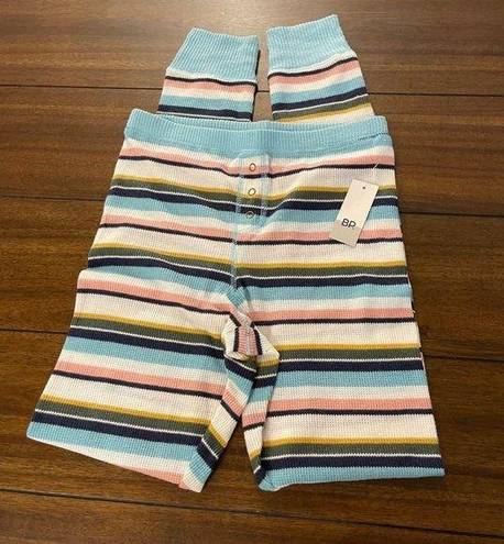 BP NWT . Multicolor Stripe Elastic Waist Tapered Ribbed Knit Leggings Pants Small