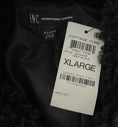 INC  X-Large Faux Fur Vest Full-Zip Sleeveless Lined Pockets Collared Black New