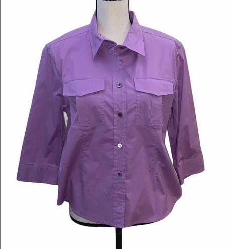 DKNY  size 14 cotton purple button down shirt.