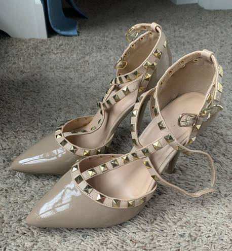 Wild Diva Lounge Studded Nude Heels