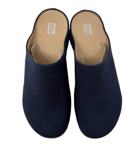 FitFlop  Women's Size 11 Shuv Canvas Clogs Midnight Navy Comfort Shoes NEW