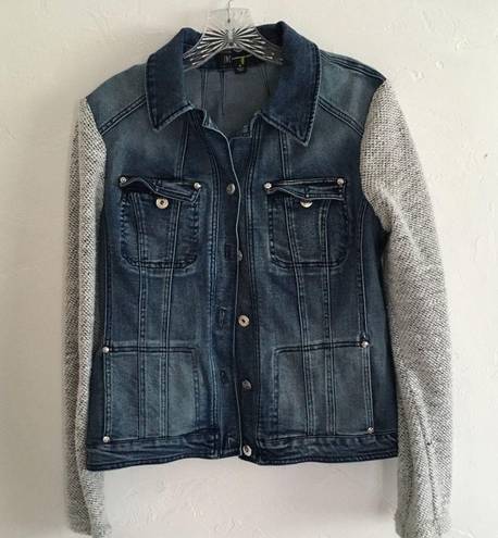 INC Denim Jacket with Knit Sleeves Size Medium