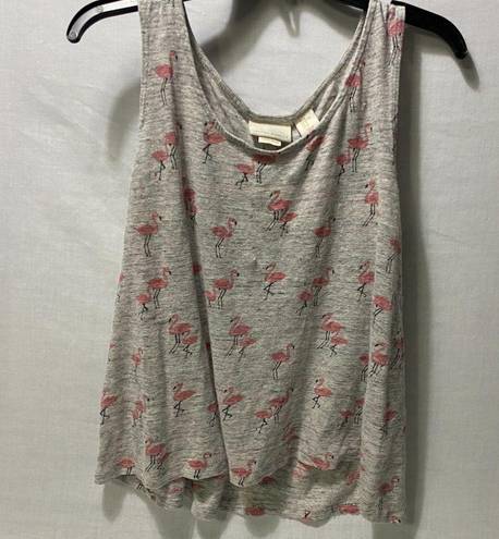 Cynthia Rowley  Linen Flamingo Tank Top Gray, Pink