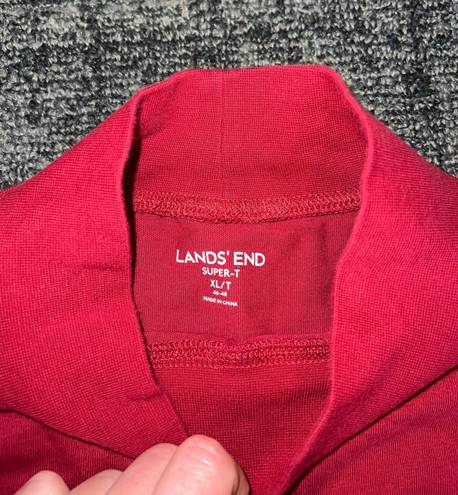 Lands'End Red Mock Turtle Neck Long Sleeve