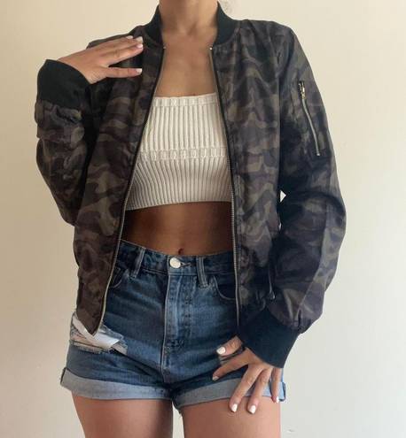 Say What? Army Green Bomber Camo Jacket