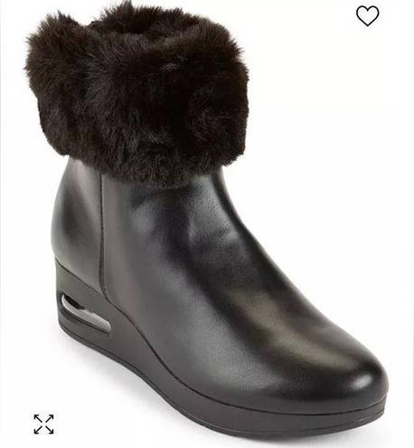 DKNY Abri Black Fur Bootie Ankle Boots