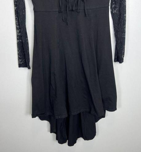 Tripp NYC  Lace Long Sleeve Hi Low Corset Dress Black Size Medium Goth Witchy