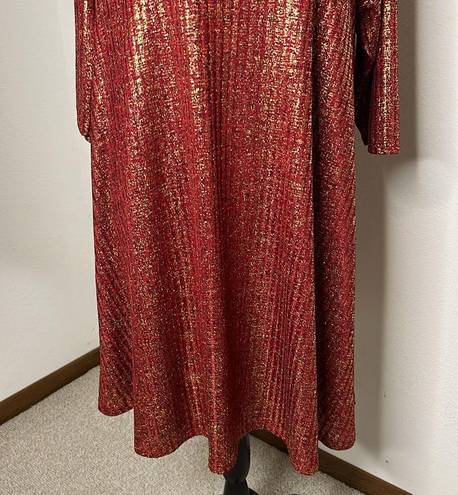 Heart soul  Plus size 2X red and gold shimmer 3/4 sleeve dress