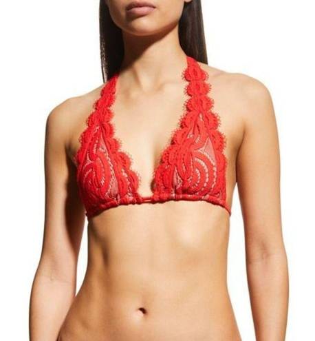 PilyQ New. /PQ red lace halter bikini top. Large. Retails $84