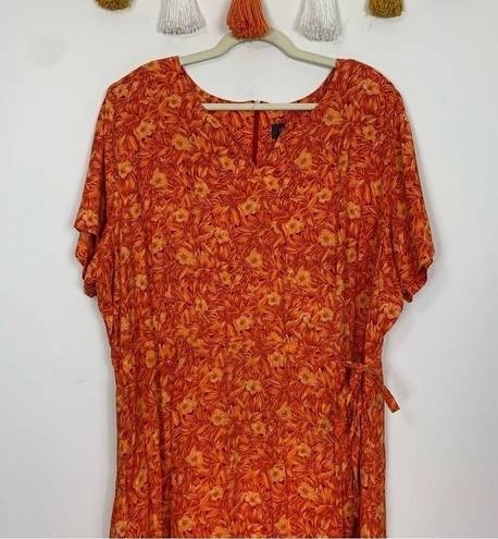 Lane Bryant Designs  Orange Floral Maxi Dress Size 28