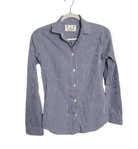 Kiel James Patrick  Women's Scallop Oxford Shirt Blue Gingham Check Small KJP